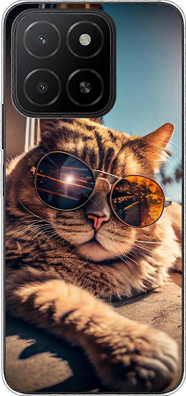 Transparent TPU Case Shockproof AntiScratch Clear Silicone Cover Cat Design for Honor X5B Plus