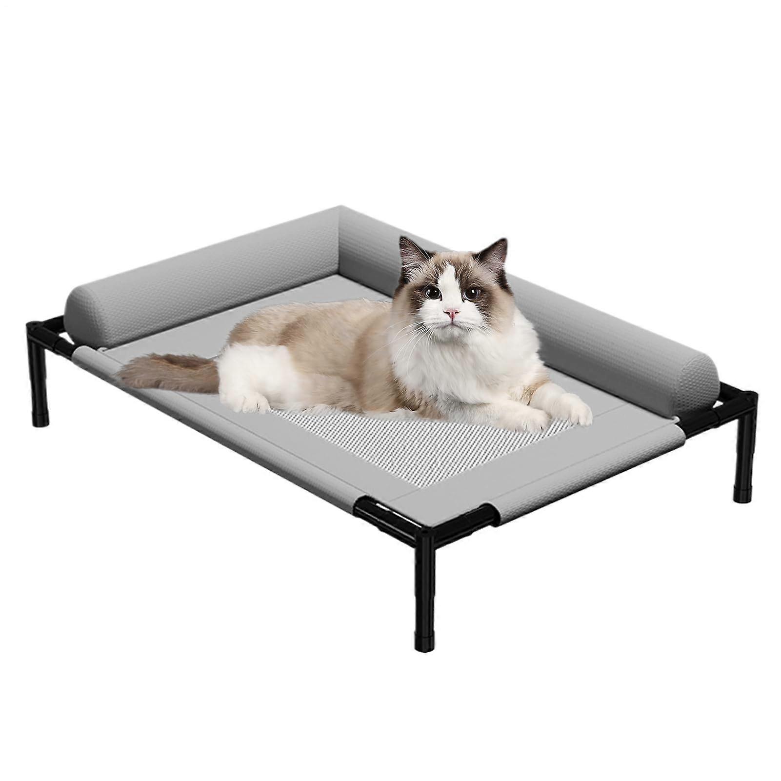 Elevated Cooling Dog Bed with Pillow, Breathable Mesh Cot for Large Breeds Outdoor Washable