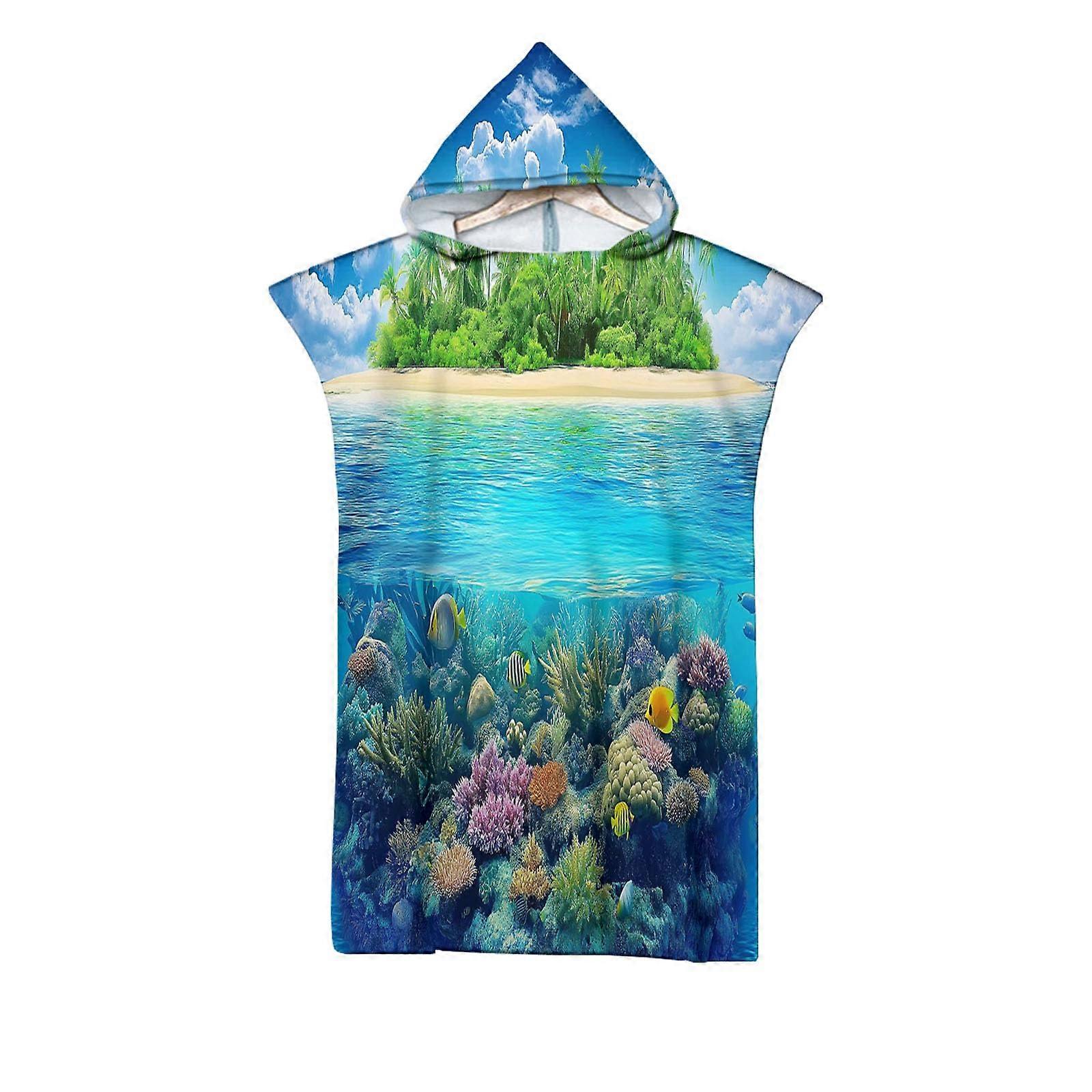 Hooded Beach Towel Poncho Quick Dry Sandproof Oversized Microfiber Changing Robe for Adults