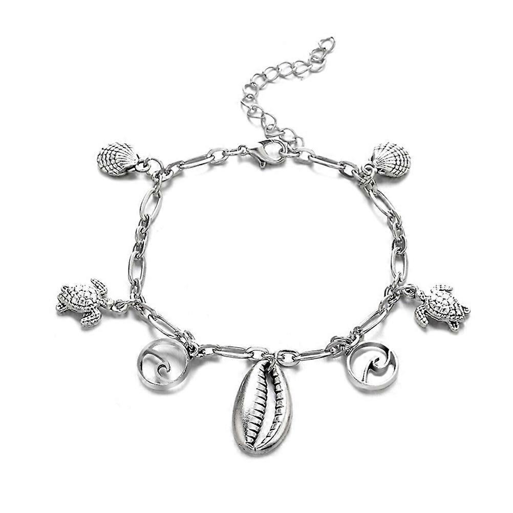 Silver Ankle Bracelet with Shell Tortoise Charm for Decoration 1 Piece