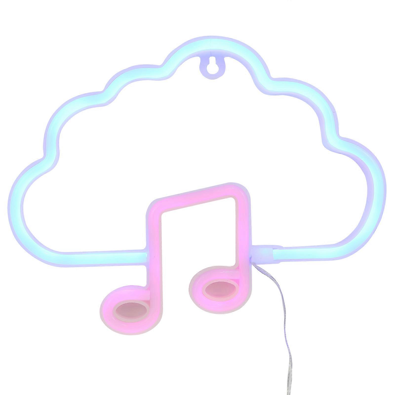 Cloud Music Note Neon Sign Decorative LED Light for Bedroom White Plastic