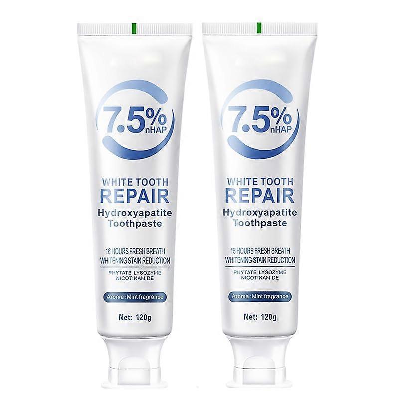 Hydroxyapatite Toothpaste 7.5% Enamel Protection Fluoride for Sensitive Teeth Deep Cleaning 4.23oz (2)