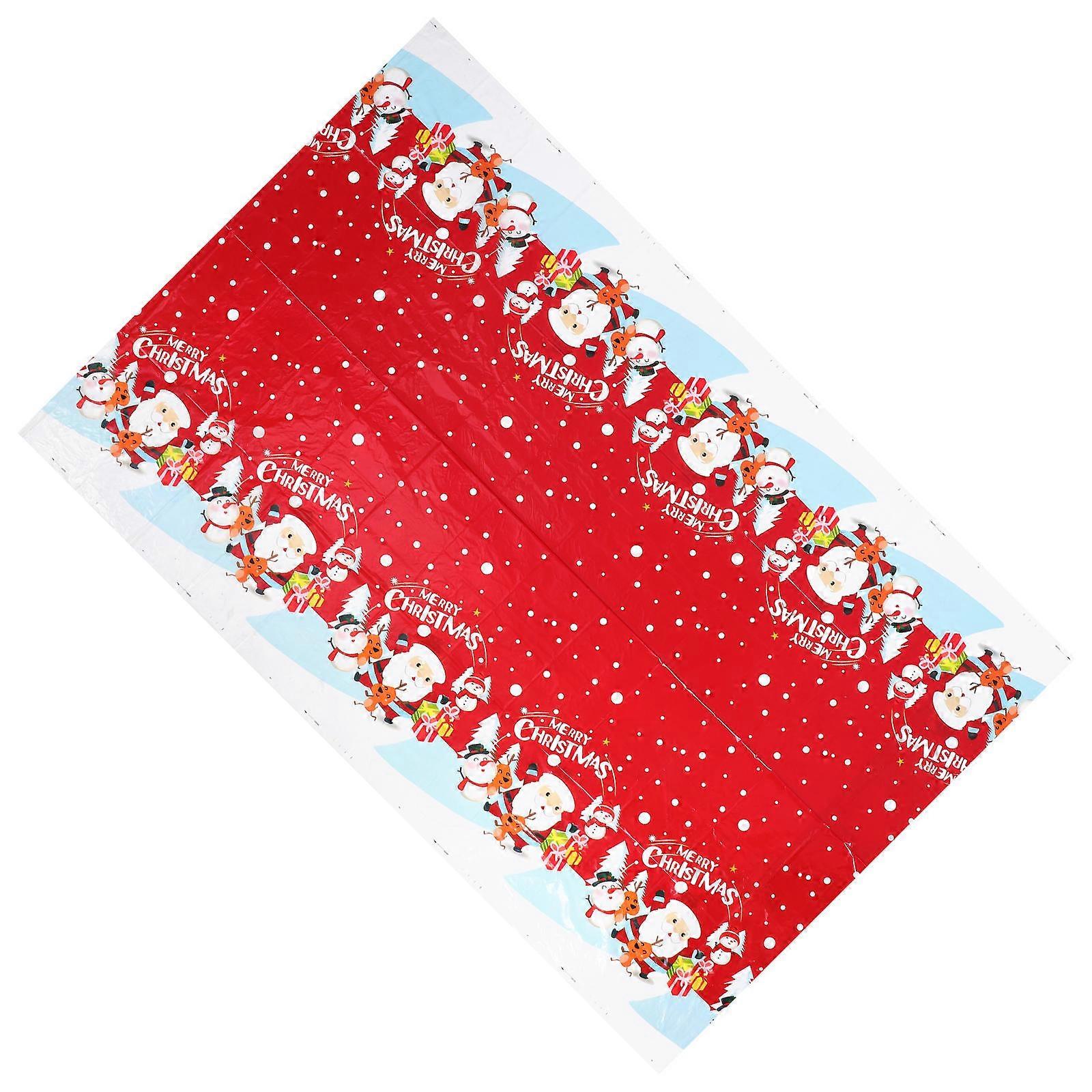 Xmas Table Cover Plastic Rectangle Tablecloth for Dining Use 3Pcs