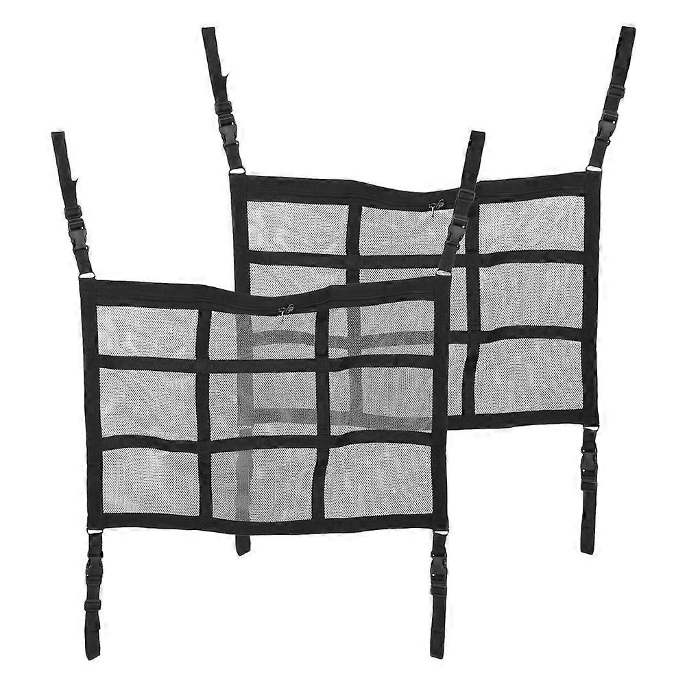 Car Cargo Net Ceiling for Roof Storage Organizer 2Pcs Black Double Layer Net