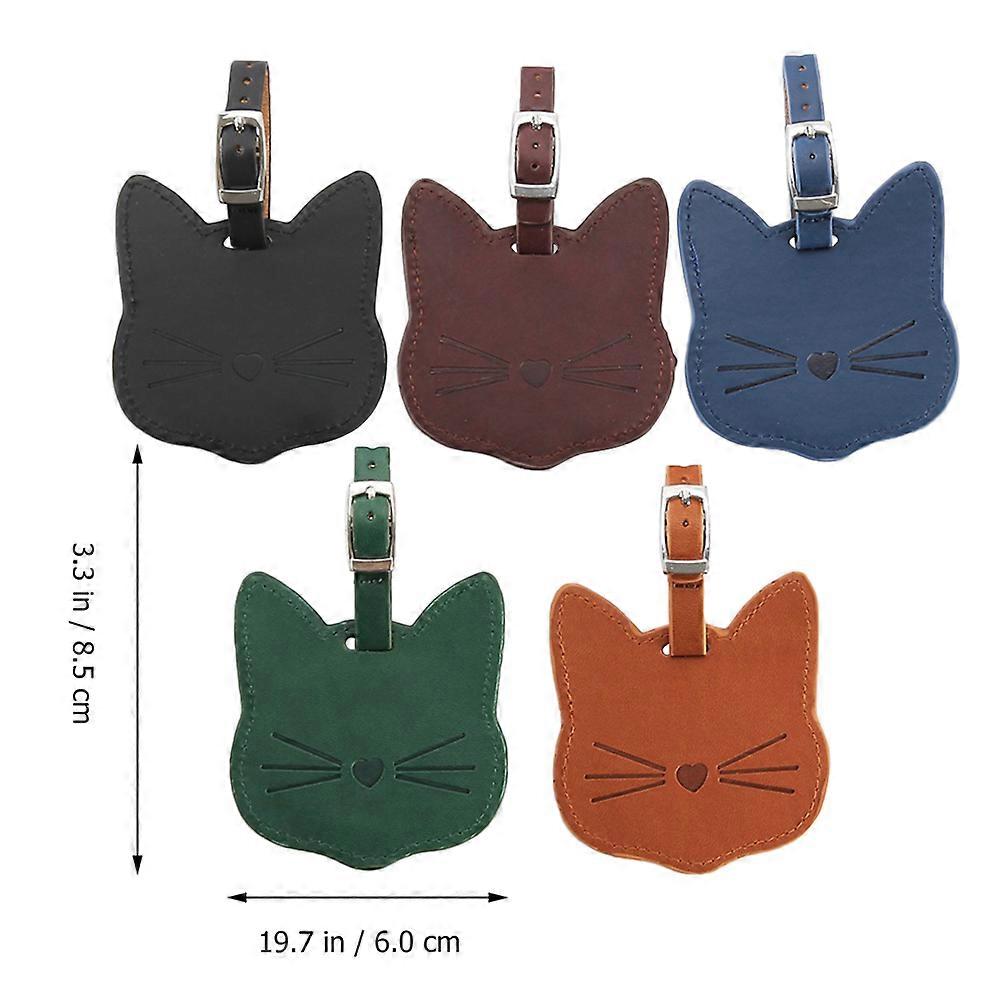 PU Baggage Tags with Cat Head Shape for Luggage 2Pcs Set