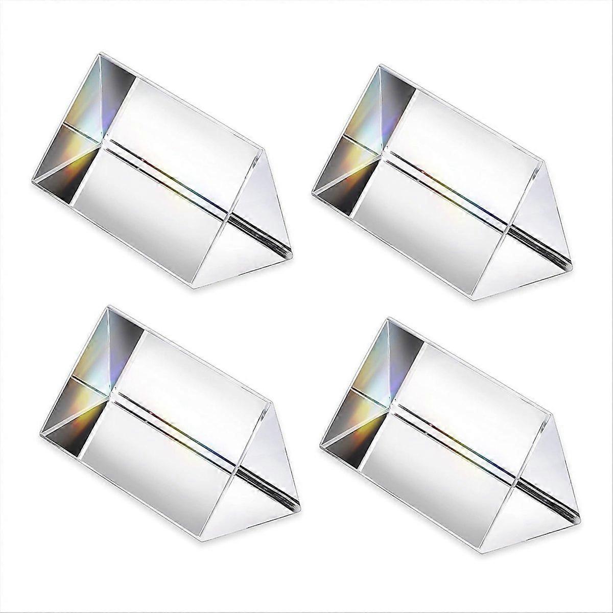 4Pcs Clear Triangular Prism for Rainbow Lights Crystal Optical Prisms