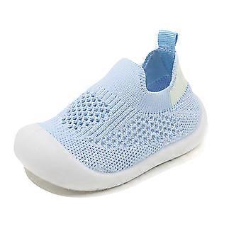 Baby-Sneaker mit geschlossener Zehenpartie, nicht weicher Sohle und Mesh-Einsätzen, ideal für die ersten Schritte im Kleinkindalter, hübscher Sneaker für Urlaub, Schule und Partys, Hellblau, 2,5–3 Jahre