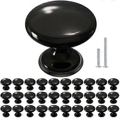 Brushed Nickel Cabinet Knobs 30-Pack, Solid Black Drawer Knobs with Screws – Modern Kitchen, Bedroom & Bathroom Hardware