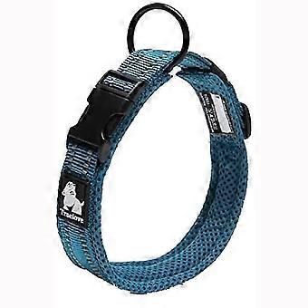 Reflecterende hondenhalsband Verstelbare Sterke Nylon Comfort Gewatteerde Klassieke Halsbanden voor huisdieren (Blauw, L)