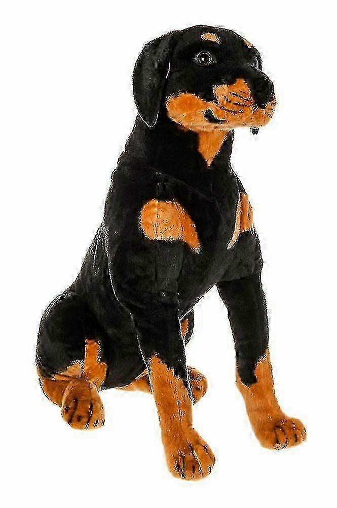 Rottweiler Teddy Bear 50cm Sitting Soft Plush Stuffed Animal with Stitched Nose Brown Eyes Weighted Filling for Children