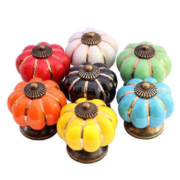Ceramic Pumpkin Door Knob for Kitchen Drawer Pull Handle Orange