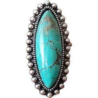Bohemian Vintage Turquoise Oval Flower Rings Geometric Ethnic Natural Stone Adjustable Silver Joint Knuckle Rings Western Cowgirl Statement Jewelry