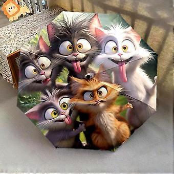 1PC cute cat pet Umbrella Portable Folding Umbrella Iron Frame Hole Bone Structure Outdoor Home Umbrella A1