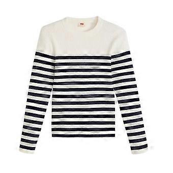 Levis Womens/Ladies Striped Ribbed Collar Long-Sleeved Sweater Top