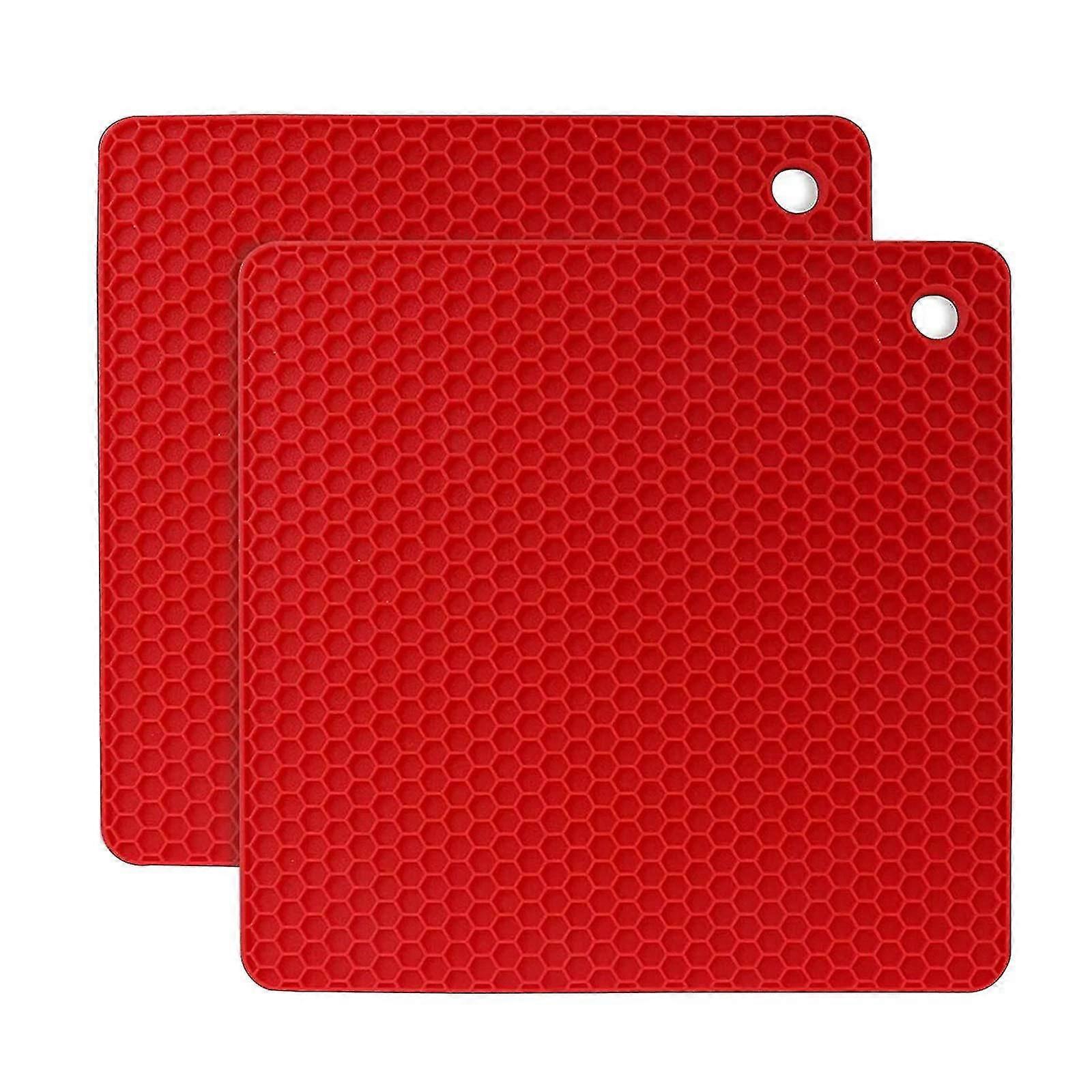 2pcs Table Mats,temperature Resistant Thicken Silicone Square Honeycomb Placemats