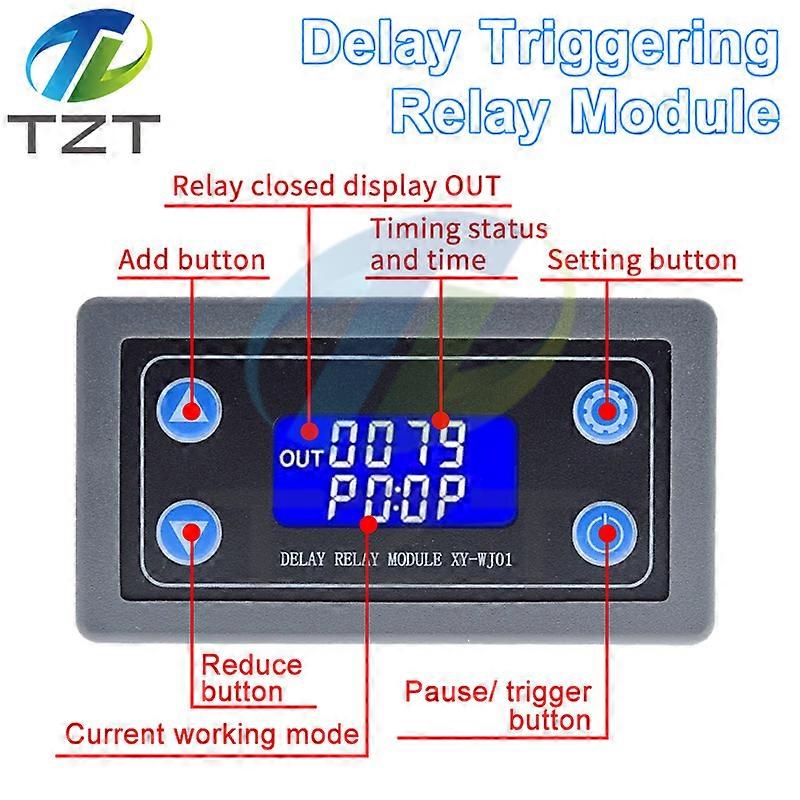 DC 6-30V Programmable Timer Relay with LED Display, Cycle Trigger, and Protective Enclosure