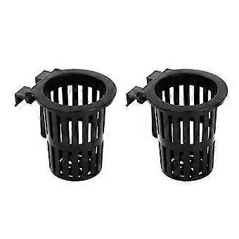 2PCS Aquariums Plant Holder for Various Fish Tanks Aquariums Hydroponic Planter Basket Pot Fishtanks Habitat Supply Black round