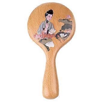 Style Retro Mirror Wooden Makeup Mirror for Makeup Use 1Pcs