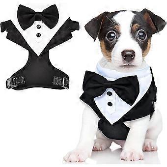 Hond Tuxedo Bandana, Zwarte Bow Tie Hond Harnas, Verstelbare Hond Tuxedo Formele Hond Harnassen Verloving Verjaardag Kostuums