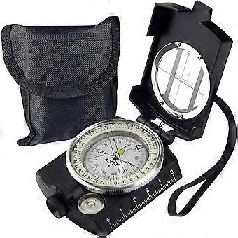 Amerika/Europa kompas, AF-4580 lensvormig richtsysteem, waterdicht en schokbestendig met kaartmeet- en afstandscalculator, inclusief etui voor kamperen en wandelen.