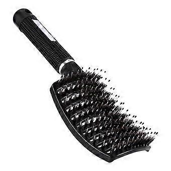 Hair Scalp Massage Brush with Bristle & Nylon Detangling Tips, Ergonomic Handle, Black