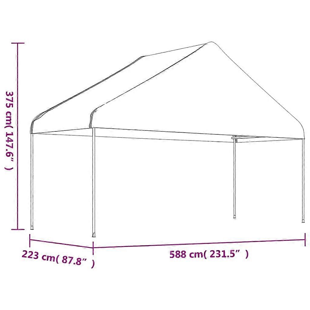 vidaXL Prieel met dak 5,88x2,23x3,75 m polyetheen wit