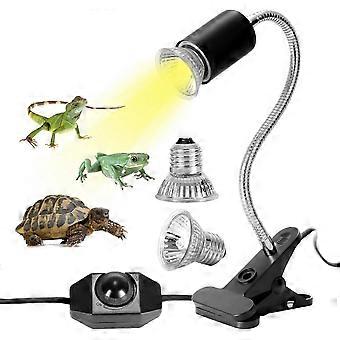 Kit de lâmpada de aquecimento para tartarugas e répteis com 2 lâmpadas UVA/UVB e base giratória de 360° para lagartos e cobras.