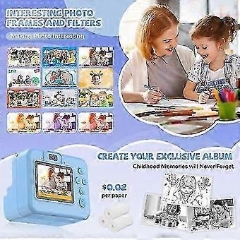Children's instant print camera 2.4inch screen 16x zoom 372 printing papers 3 colored pens creative photography toy