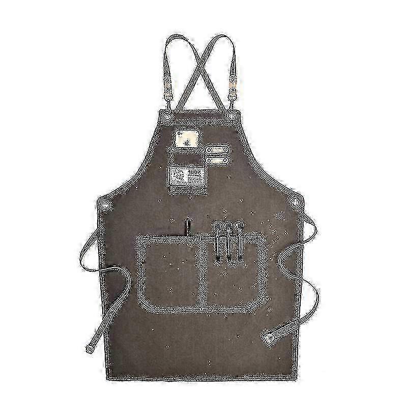 Canvas Work Apron With Adjustable Strap Multi Pockets compatible with Barber Beauty Salon