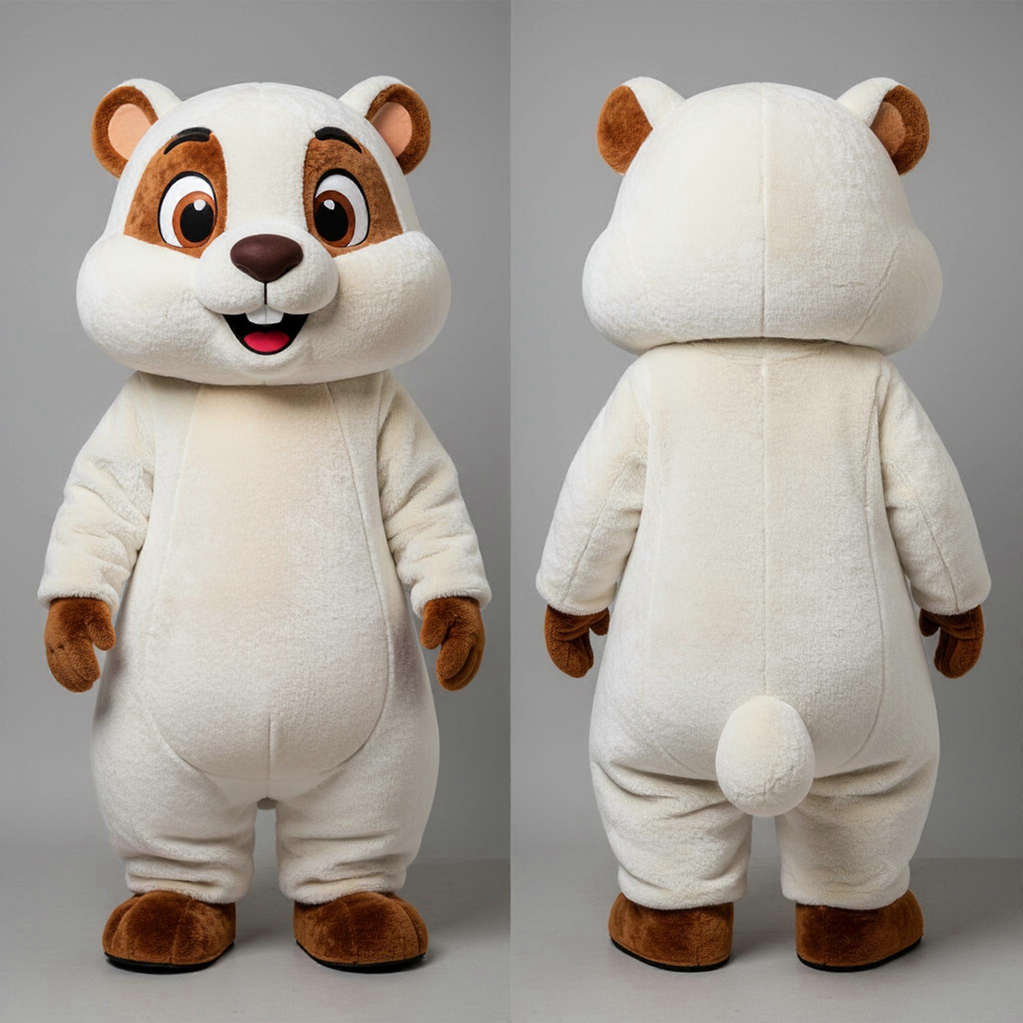 MASTICOT White Fuzzy Marmot Mascot
