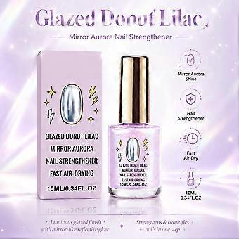 Nagellack-Set „Glazed Donut Lilac Mirror Aurora“, 10 ml schnelltrocknender, glänzender Nagellack, langanhaltendes, glattes und glänzendes Nageldesign-Set mit Nagelfeile und Wattepad.