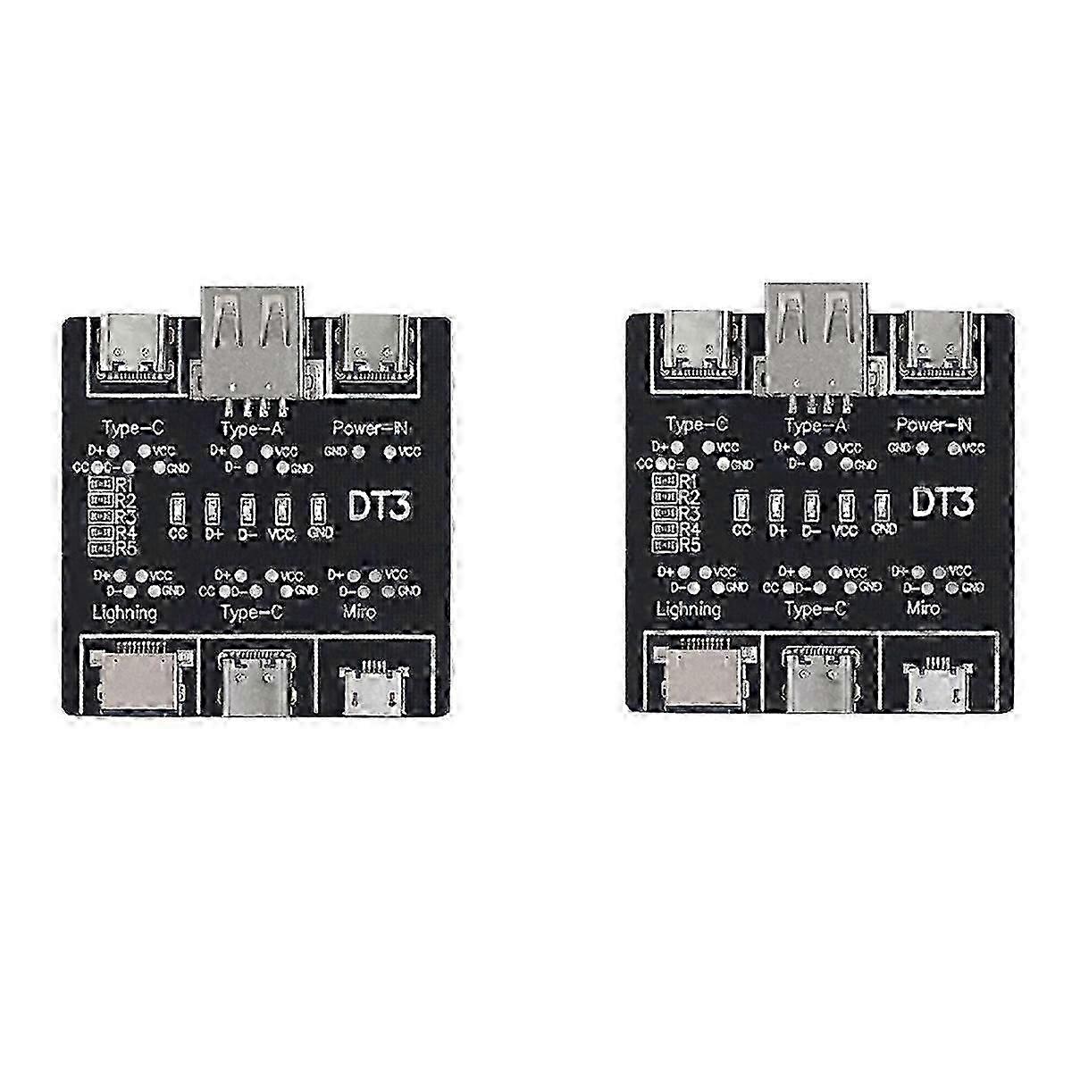 2PCS DT3 Data Cable Test PCB Board Type-C USB C Micro-USB Cable Tester USB Type-C Date Cable on-Off Detection Board