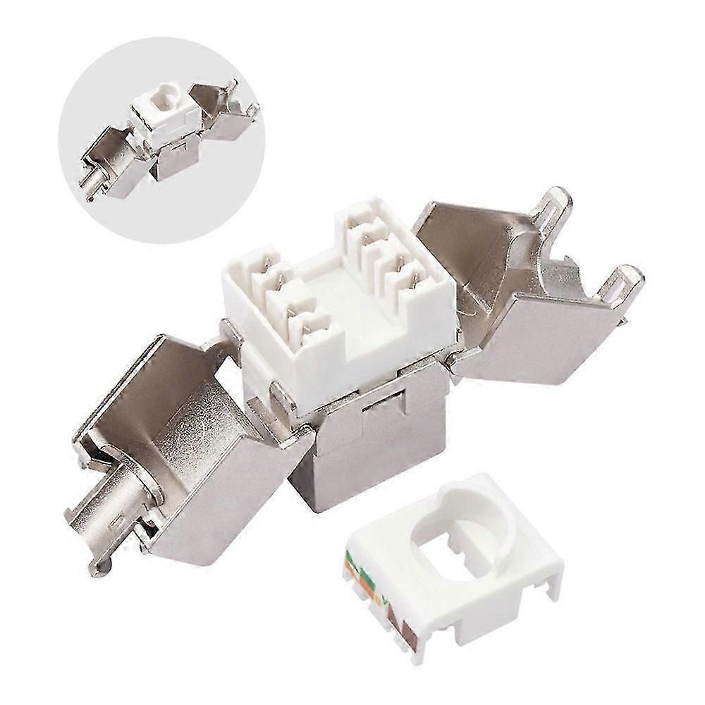 5PCS RJ45 Keystone Jack Module Tool-Less Type Shielded Zinc Alloy Module Self-Locking Network Coupler Adapter CAT7