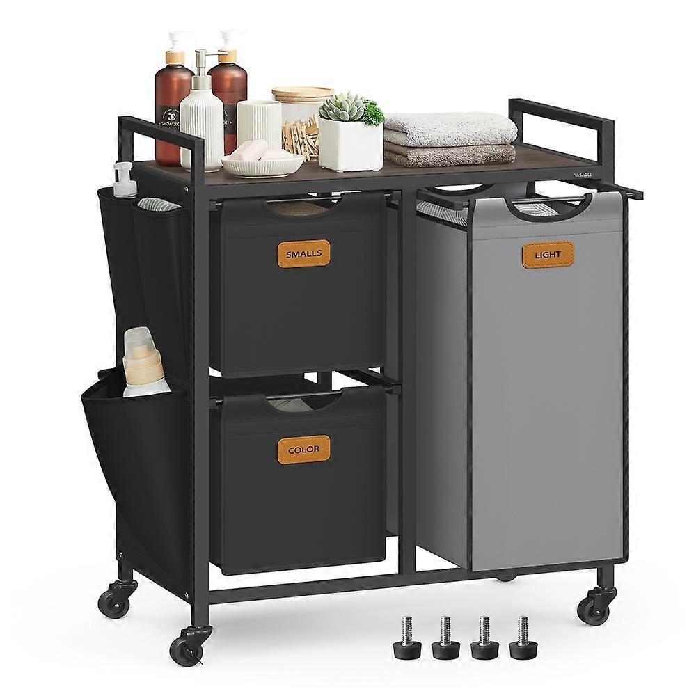 Rolling Laundry Hamper with 3 Compartments, 26.4 Gal. (10
