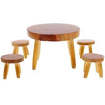 1 Set wooden Dolls House Furniture 1/12 Miniature Dolls House Kit Dining Table Chair SetJJ