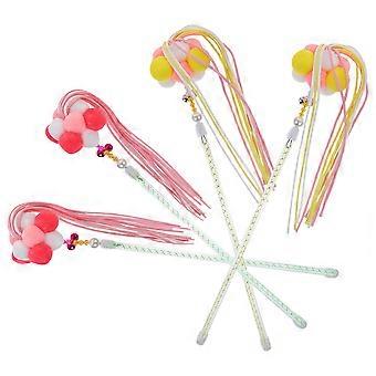 Interactive Cat Wand Toy for Kitten Playing 4Pcs Assorted Color Pack