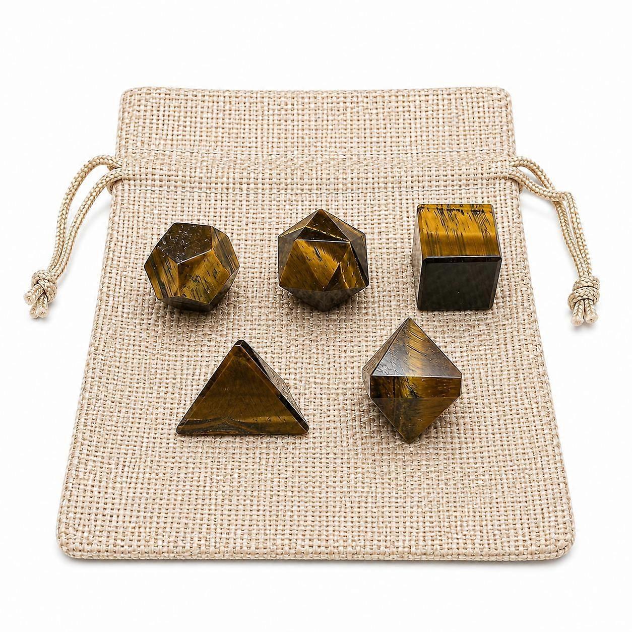 Tiger Eye Five Geometry Stone Set