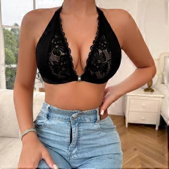 European and American lace neck strap front buckle sexy adjustable belly milk back bra