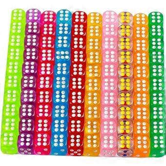 14mm 6 Sided Colored Acrylic Dice Set for Games and Math Teaching