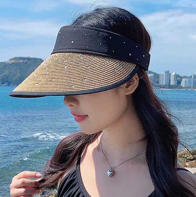 2023 الصيف القش مضفر قبعة فارغة المرأة في الهواء الطلق طنف كبير قبعة حاجب الشمس أزياء كل شيء واقية من الشمس قبعة الوجه قبعة الشمس
