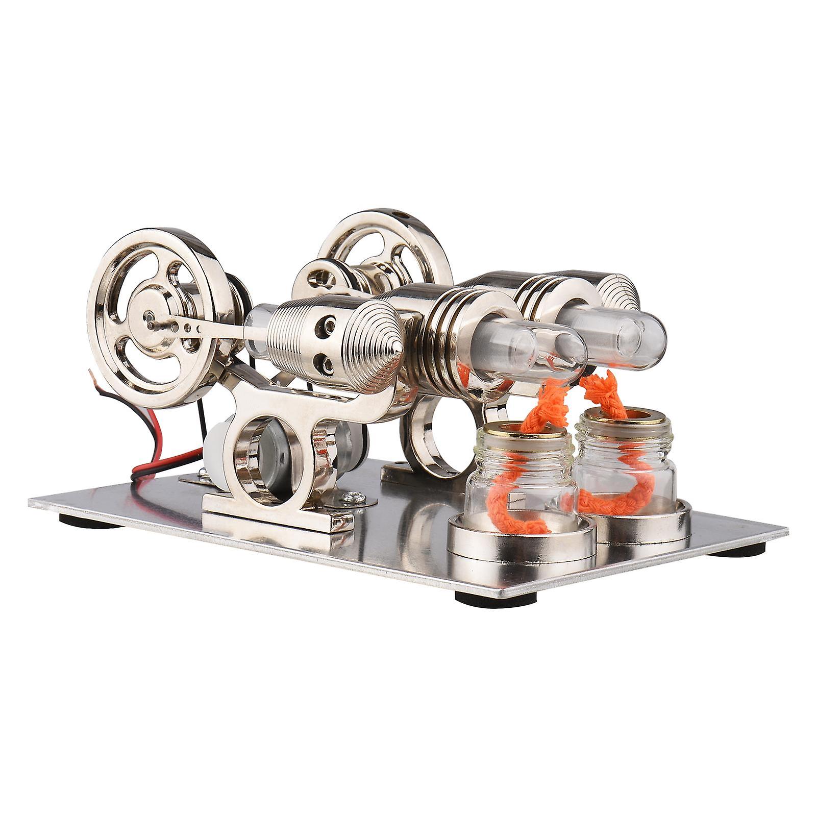 Stirling Engine Kit Dual Engine Generator Hot Air Motor Model Physical Generator Model
