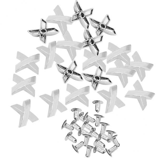 2x20 Sets X Shape Rivets Studs For Clothes Bag Hat Jacket Leather Decor Silver