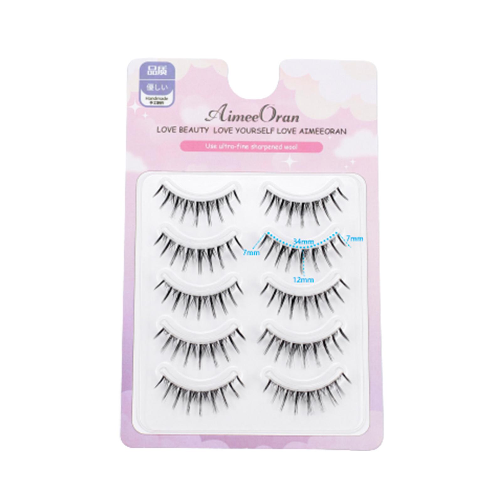 5 Pairs False Eyelashes Pack Lengthening Eyelashes Tail 3d Effect Lashes