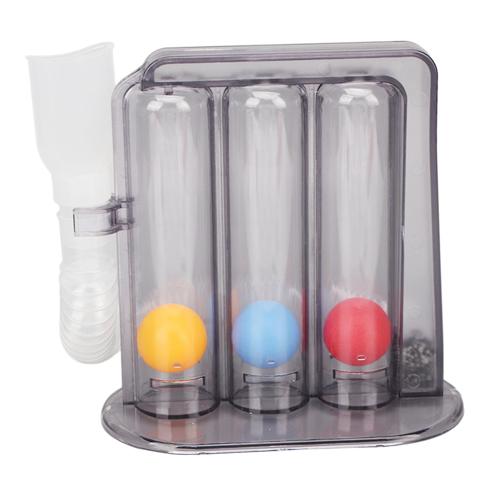 Deep Breathing Exerciser 3 Colorful Balls Blowing Lung Capacity Training Device Black