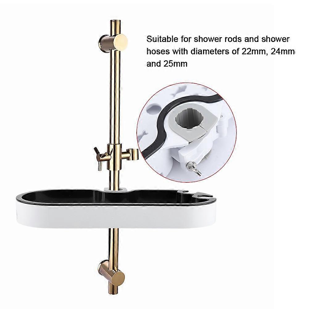 Adjustable Shower Shelf Organizer 5kg Load White Black 28x12cm