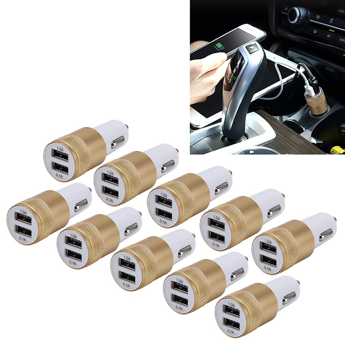 10 PCS Car Dual USB Cigarette Lighter Adapter