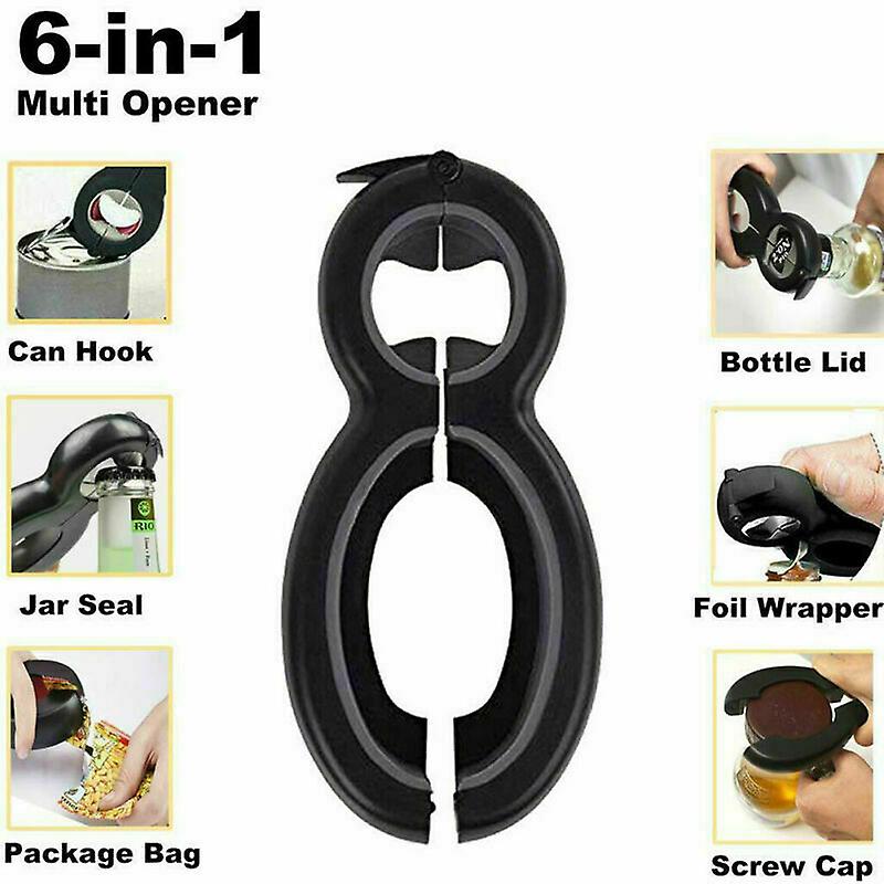 متعدد الكل في واحد 6 في 1 زجاجات فتاحة جرة المطبخ يمكن أن يدوي غطاء غطاء اللف قبالة