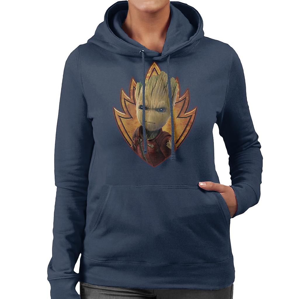Marvel Guardians Of The Galaxy Ravagers Baby Groot Crest Women's Hooded Sweatshirt