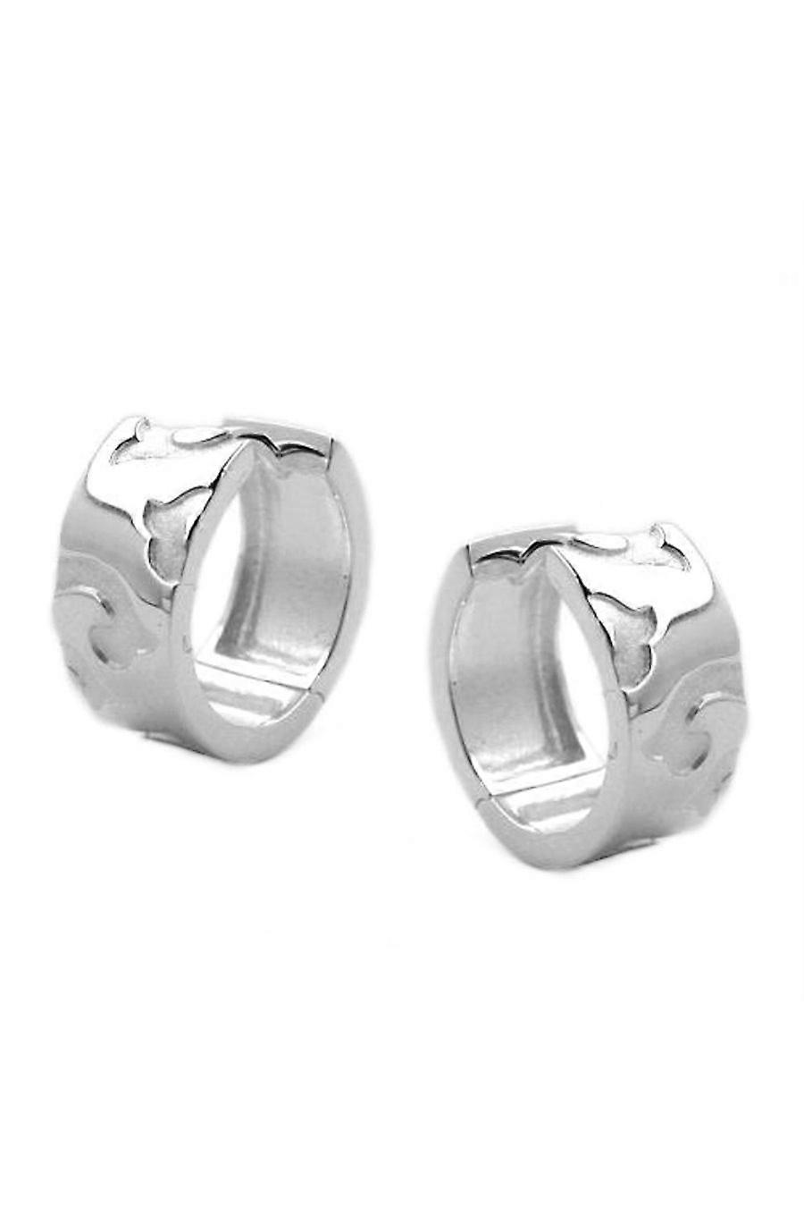 Hoop Earrings Patterned Silver 925 - Gl91734