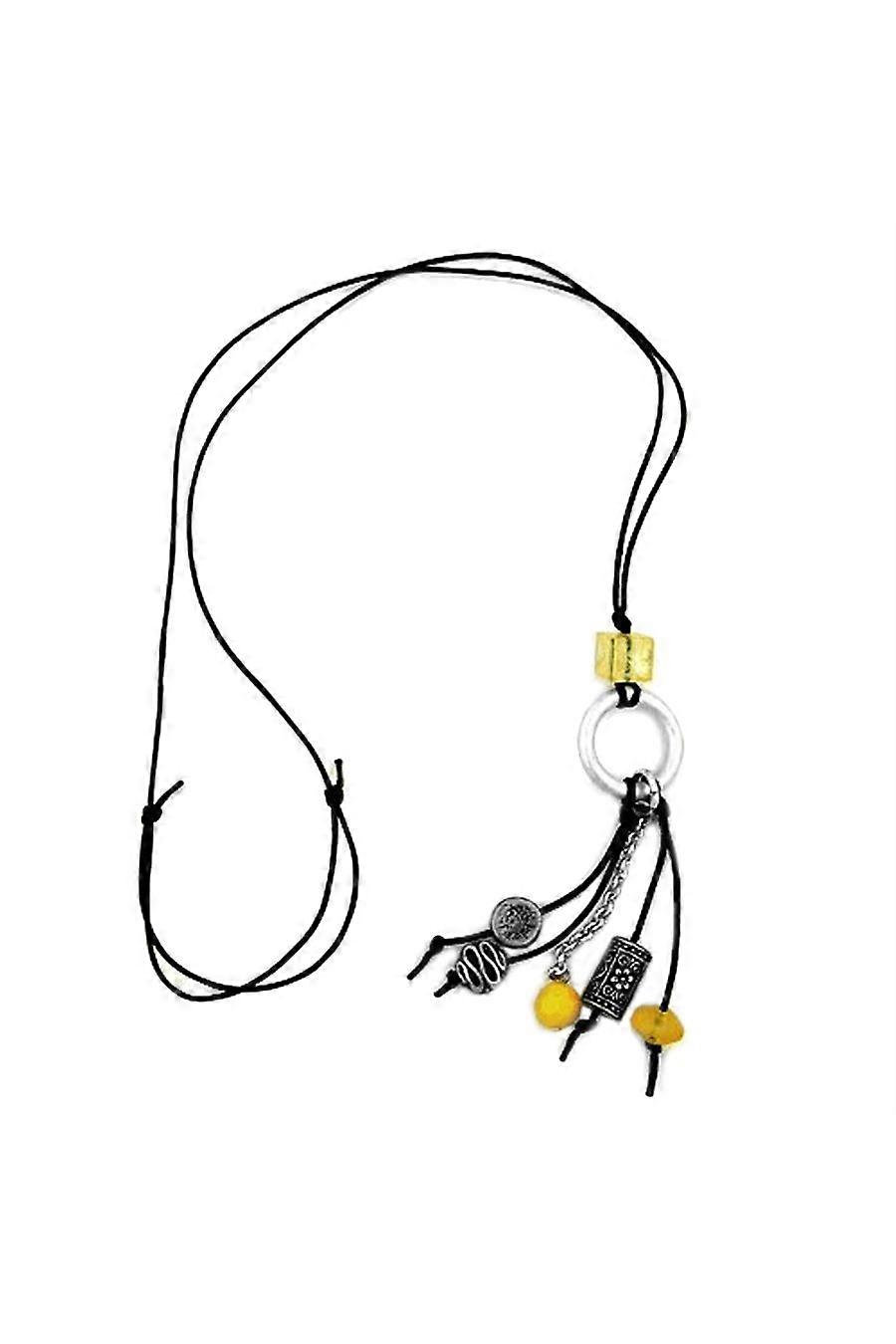 Necklace Grey/ Yellow Beads - Gl02738
